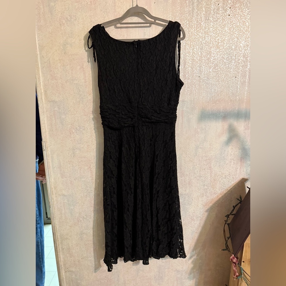 Vintage Connected Apparel Black Lace, Tye On Shoulders Maxi Dress, Feminine 16 - Picture 4 of 8